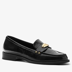 Michael Kors Finley Crinkled Leather Black Loafers